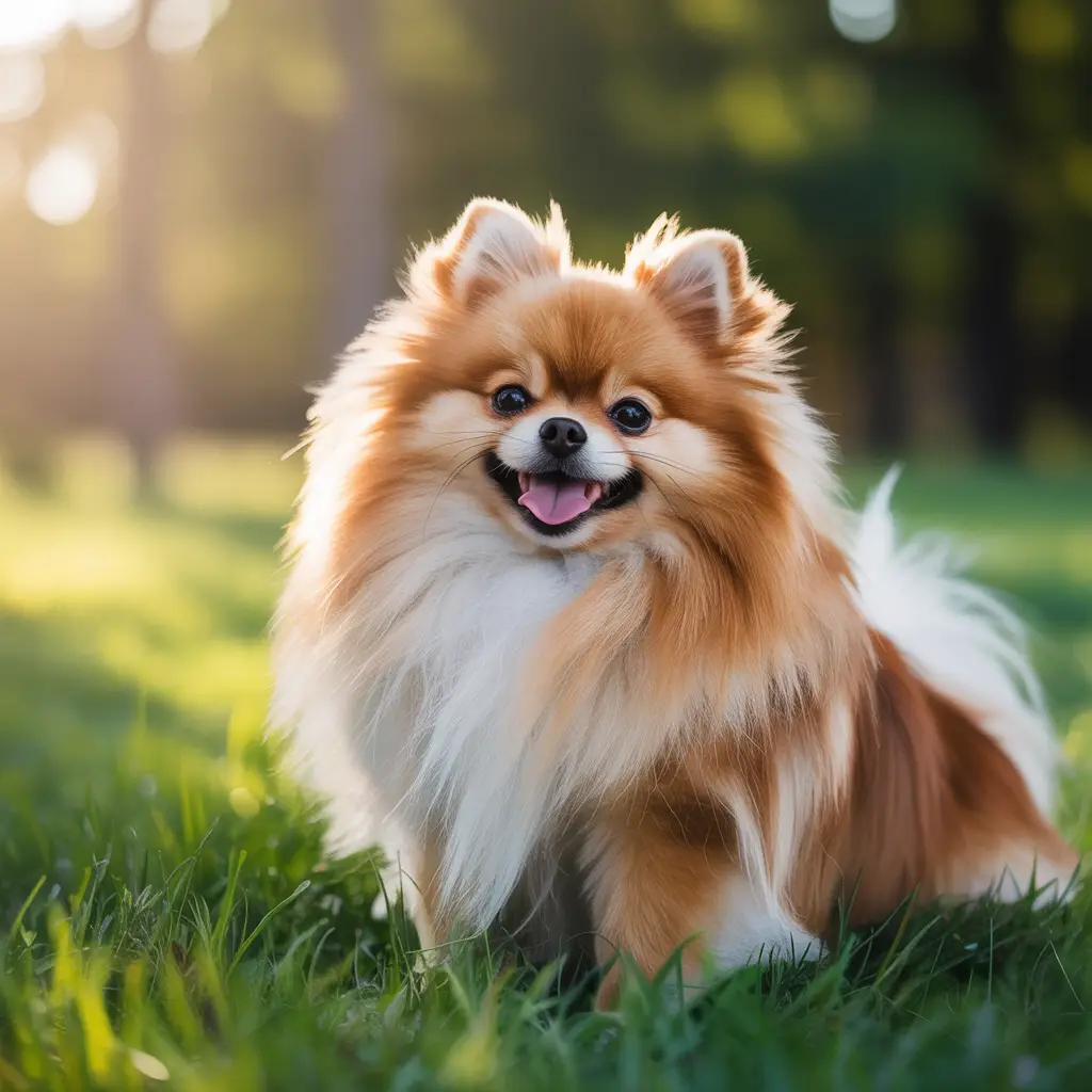 Best Supplements for Pomeranians: Coat, Joints and Heart, sunny day, stunning photograph, no text.